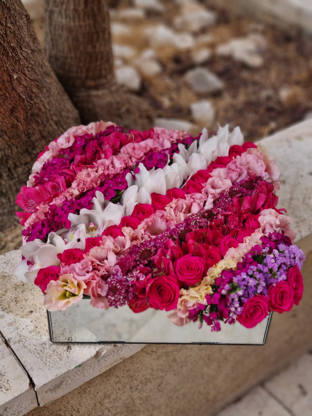 סידור שורות בגווני ורוד